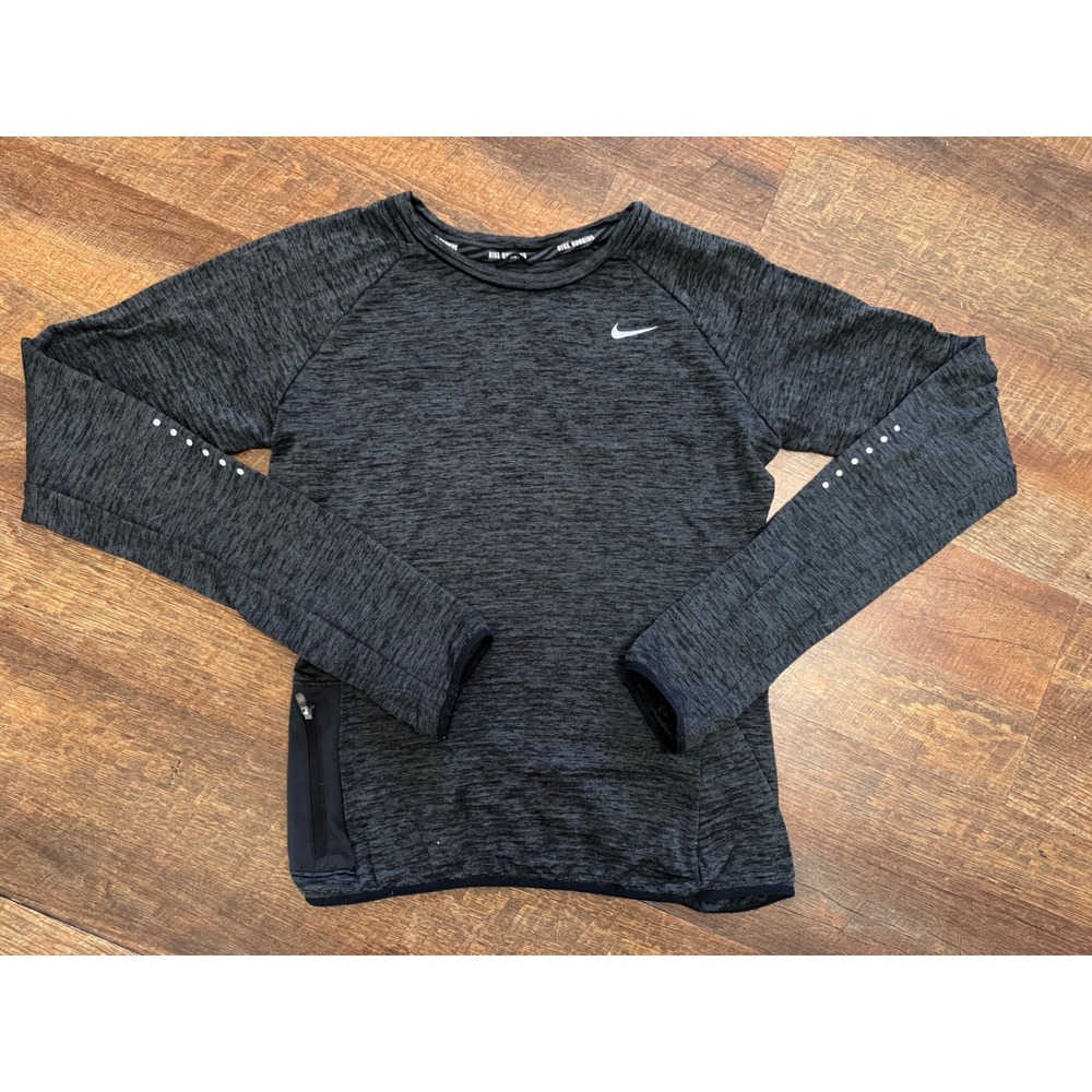 Nike Women's Dri-FIT Running Long Sleeve Top XS Black Heather Thumbholes